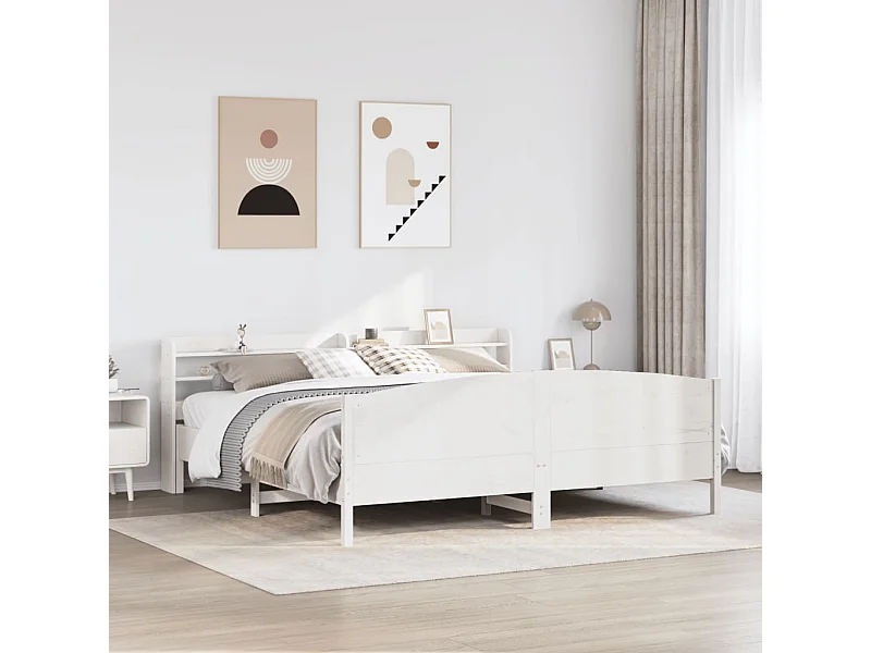 Estructura de cama sin colchón blanca 180x200 cm madera maciza de pino