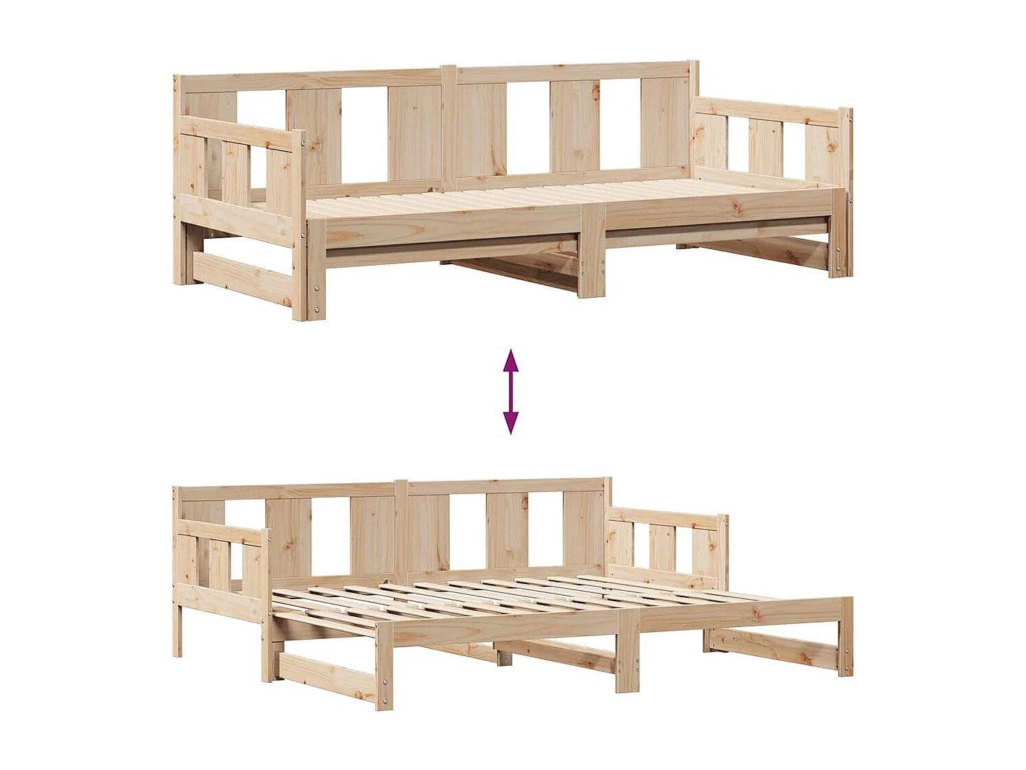 Divano letto con rotelle e cassetti senza materasso 90x200 cm