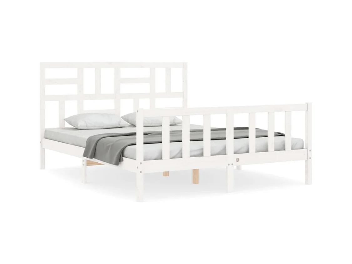 Bedframe zonder matras wit 160x200 cm massief grenenhout