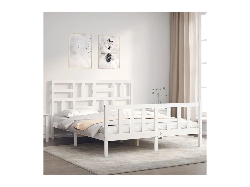 Bedframe zonder matras wit 160x200 cm massief grenenhout