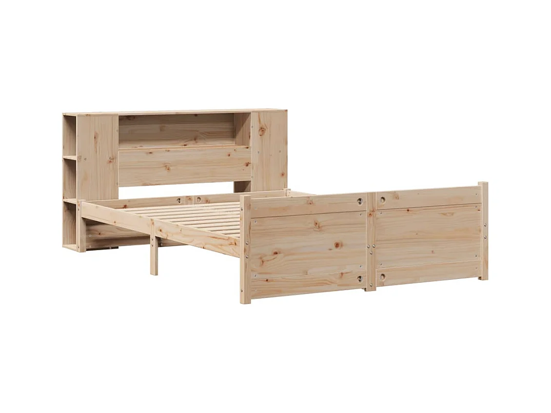 Letto libreria senza materasso 135x190 cm in legno massello di pino