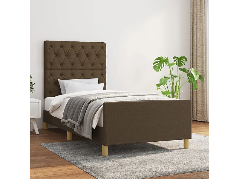 Cadre de lit sans matelas marron foncé 80x200 cm tissu