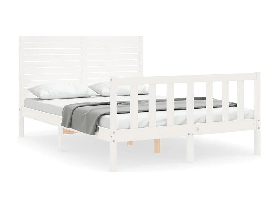 Cadre de lit sans matelas blanc bois de pin massif