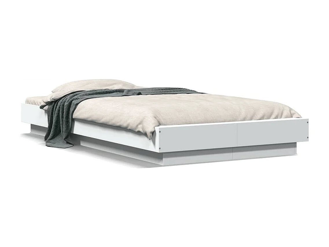 Cadre de lit avec lumières LED sans matelas blanc 75x190 cm