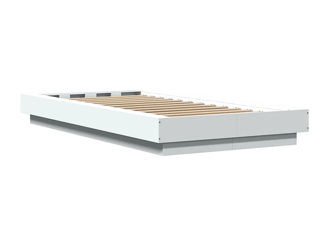 Cadre de lit avec lumières LED sans matelas blanc 75x190 cm