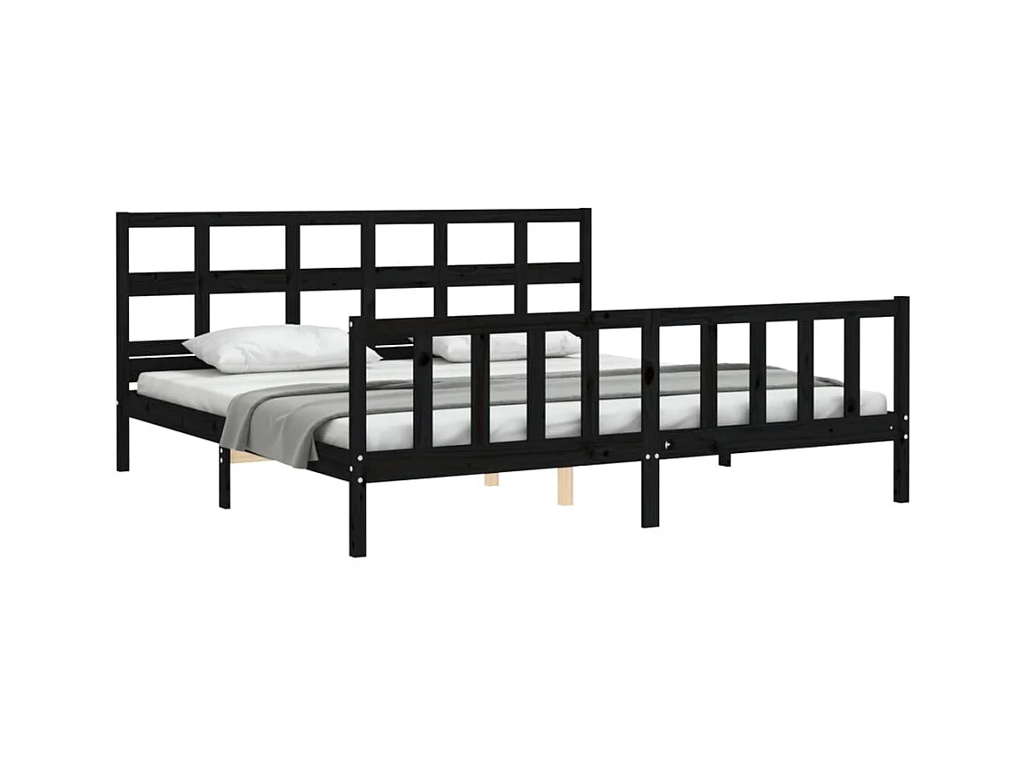 Struttura letto senza materasso nero 200x200 cm in legno massello di pino