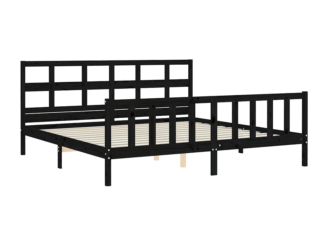 Estructura de cama sin colchón negra 200x200 cm madera maciza de pino