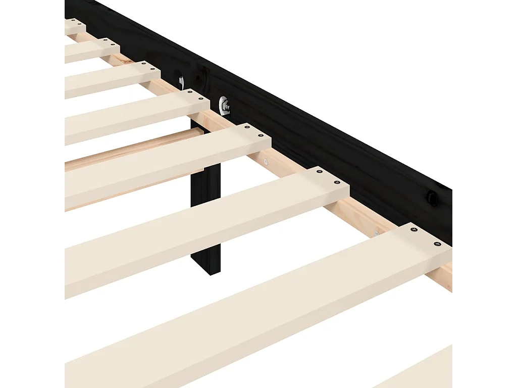 Estructura de cama sin colchón negra 200x200 cm madera maciza de pino