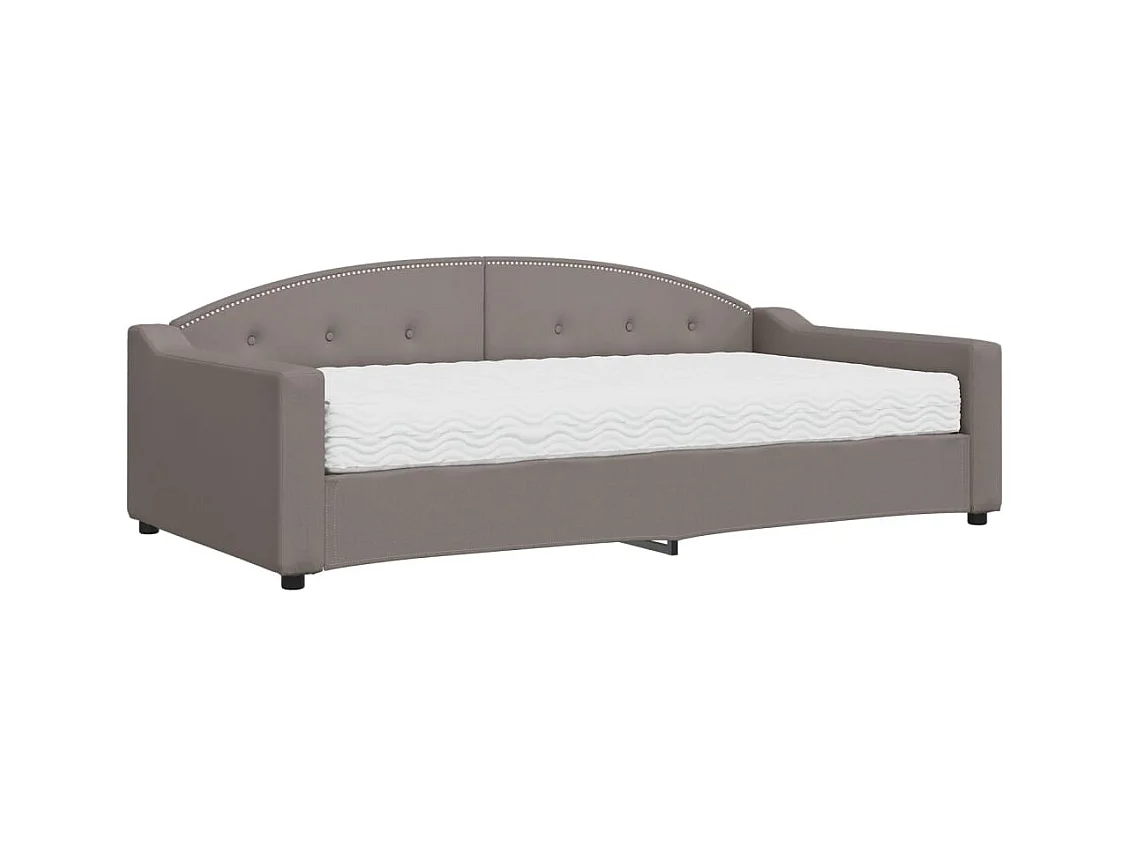 Tagesbett mit taupefarbener Matratze 100x200 cm Stoff