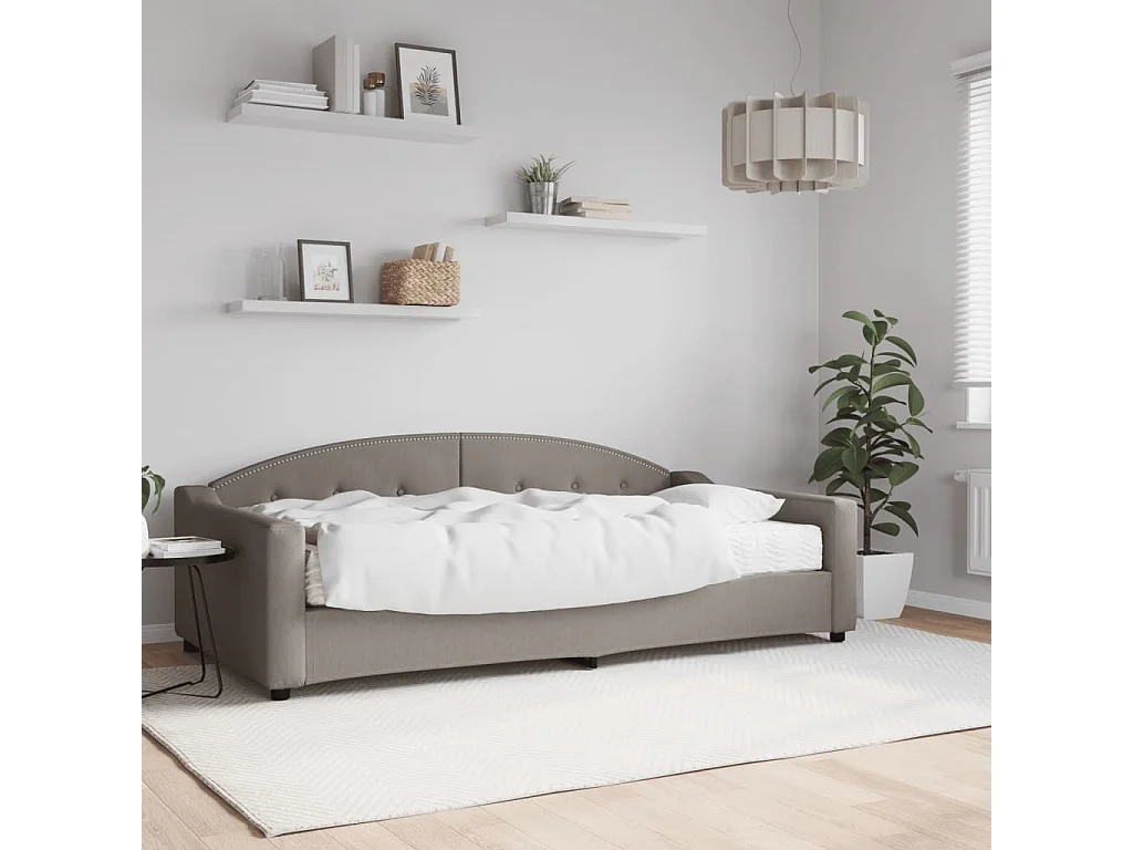 Lit de jour avec matelas taupe 100x200 cm tissu