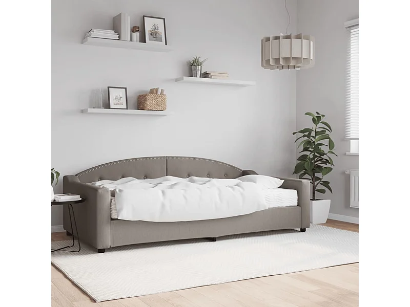 Lit de jour avec matelas taupe 100x200 cm tissu
