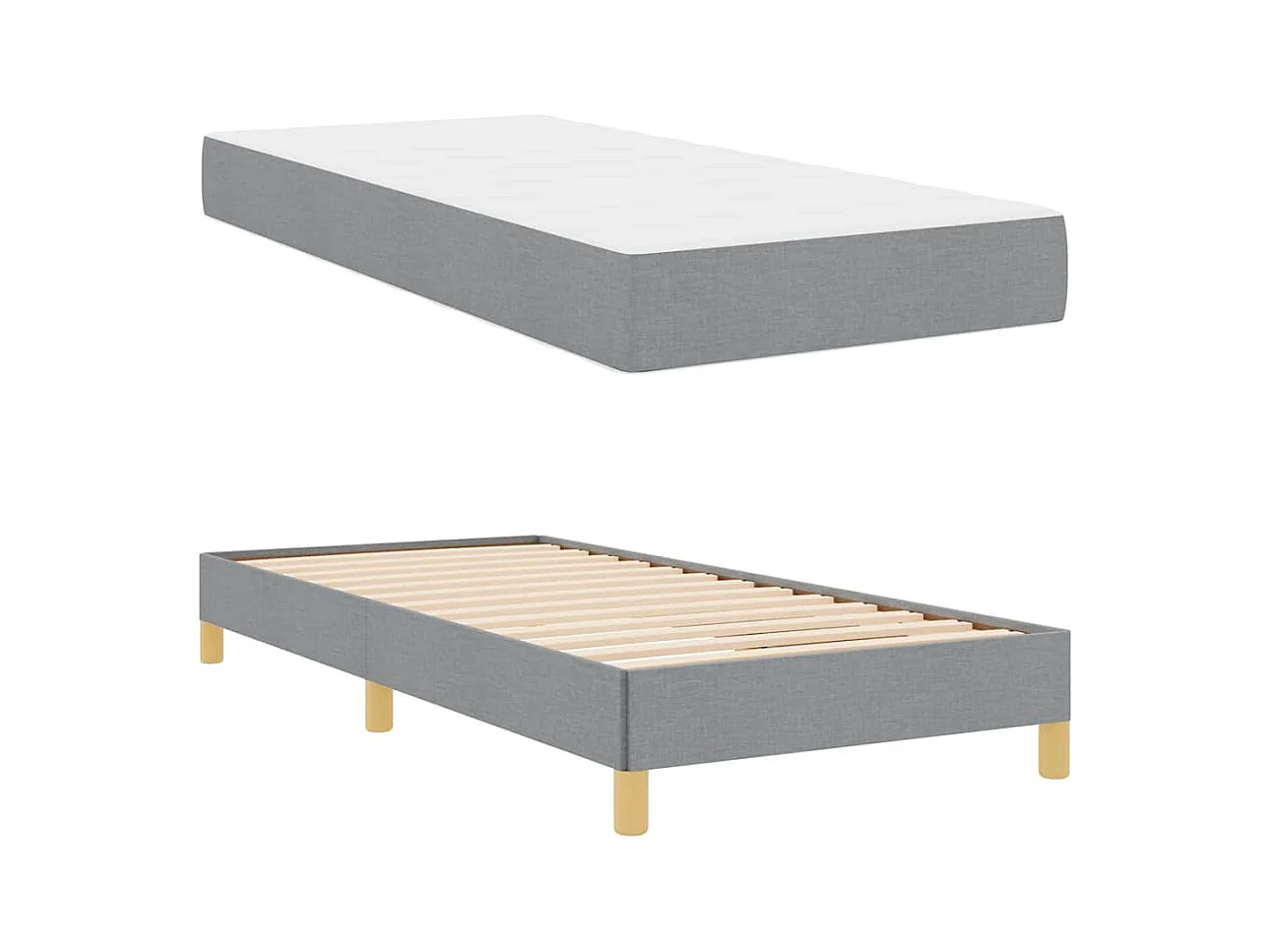 Letto a molle grigio chiaro e marrone 100 x 200 cm