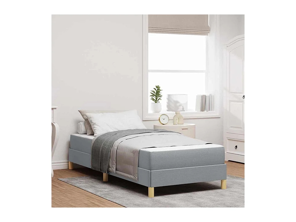 Lichtgrijs en bruin boxspringbed 100 x 200 cm