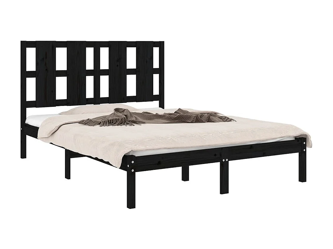 Zwart matrasloos bedframe 140x190 cm massief grenenhout