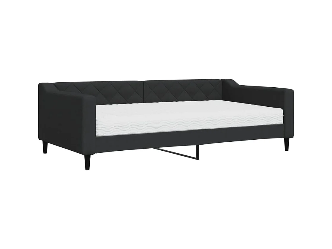 Lit de jour avec matelas noir 100x200 cm tissu