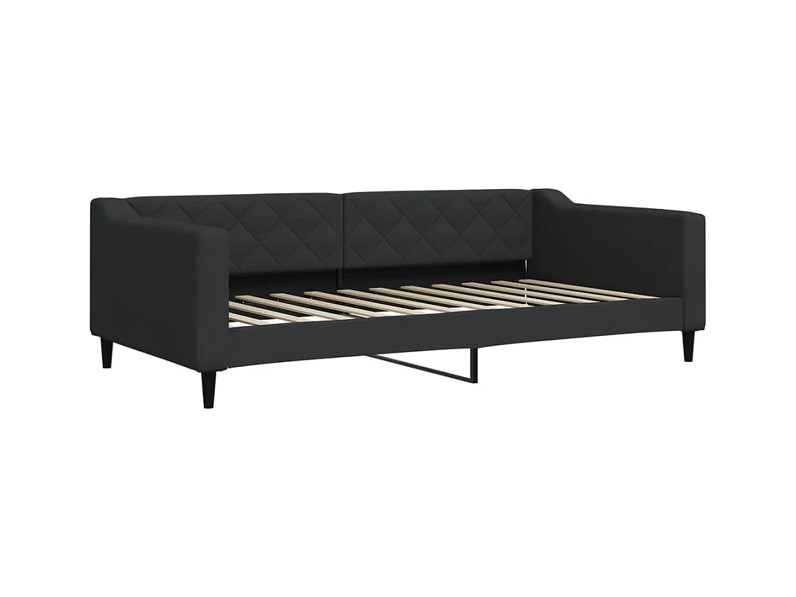 Lit de jour avec matelas noir 100x200 cm tissu