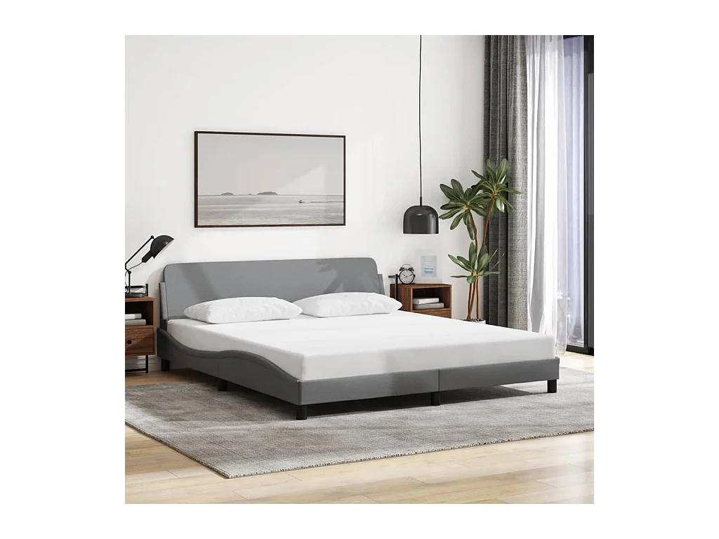 Struttura letto senza materasso tessuto grigio chiaro 180x200 cm