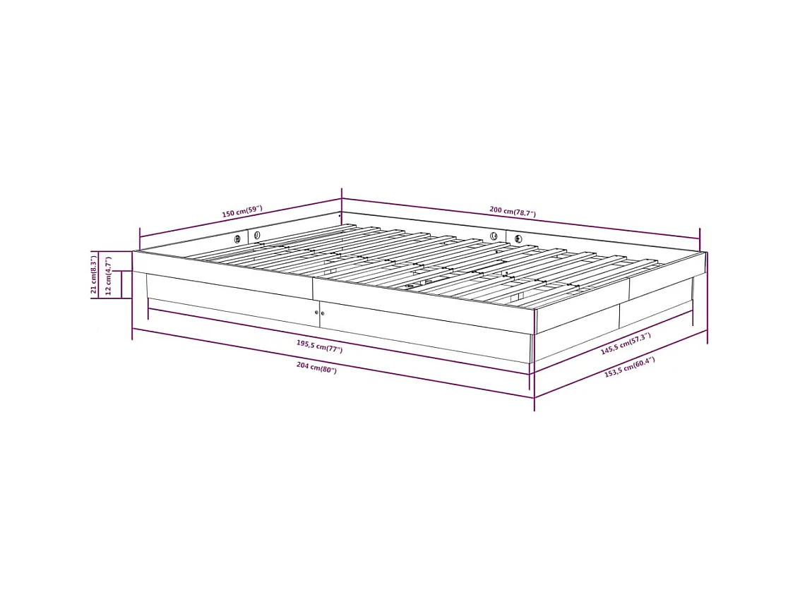 Bedframe zonder matras wit massief grenenhout