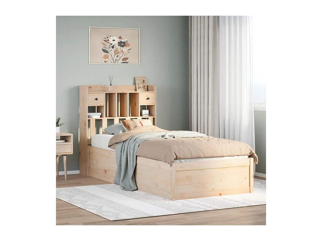 Estructura de cama sin colchón 90x200 cm madera maciza de pino