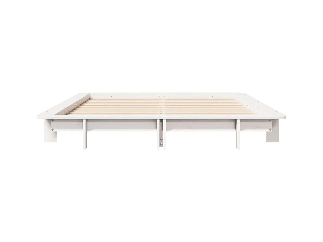 Estructura de cama sin colchón blanca 140x190 cm madera maciza de pino