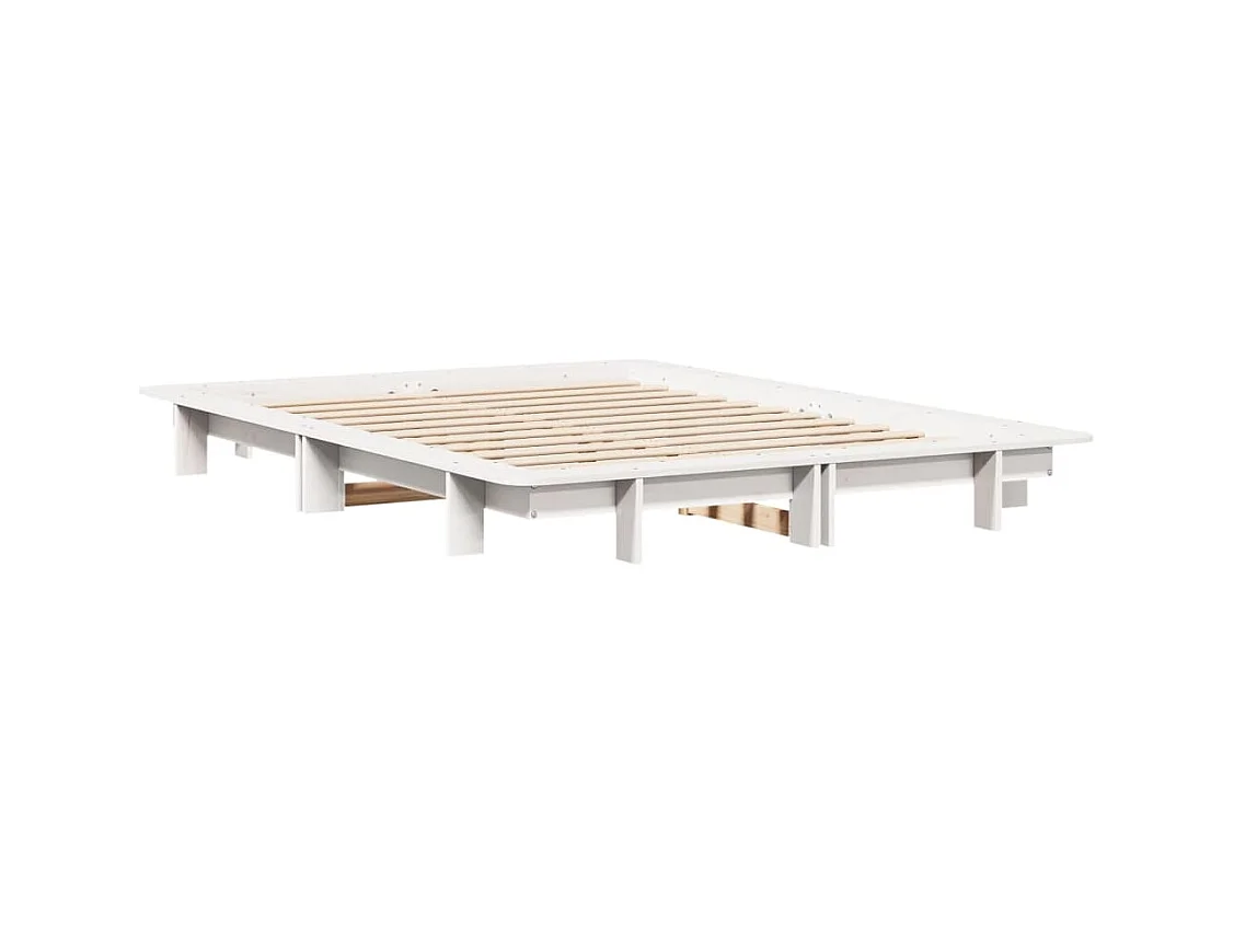 Estructura de cama sin colchón blanca 140x190 cm madera maciza de pino