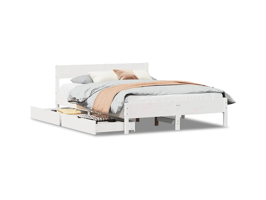 Struttura letto senza materasso bianco 120x200 cm in legno massello di pino