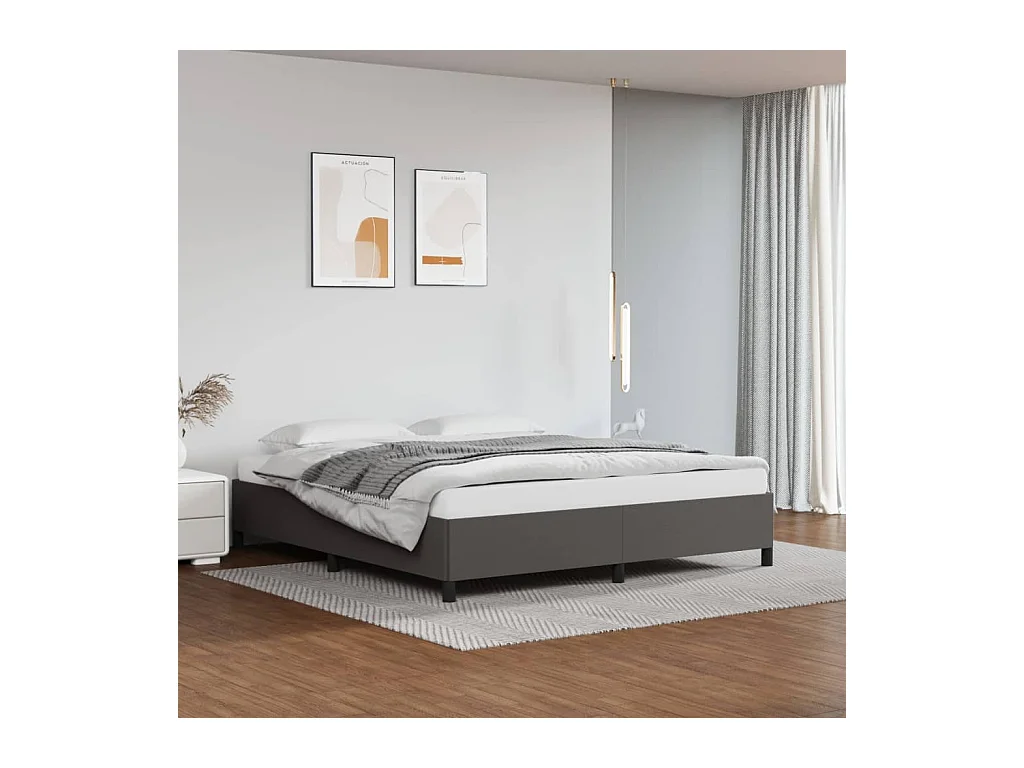 Bettgestell ohne Matratze grau 180x200 cm Kunstleder