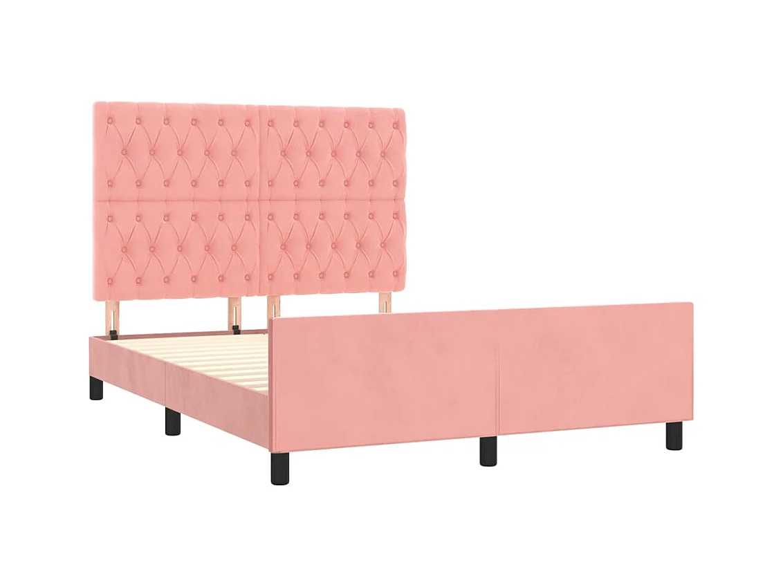 Cadre de lit sans matelas rose 140x200 cm velours