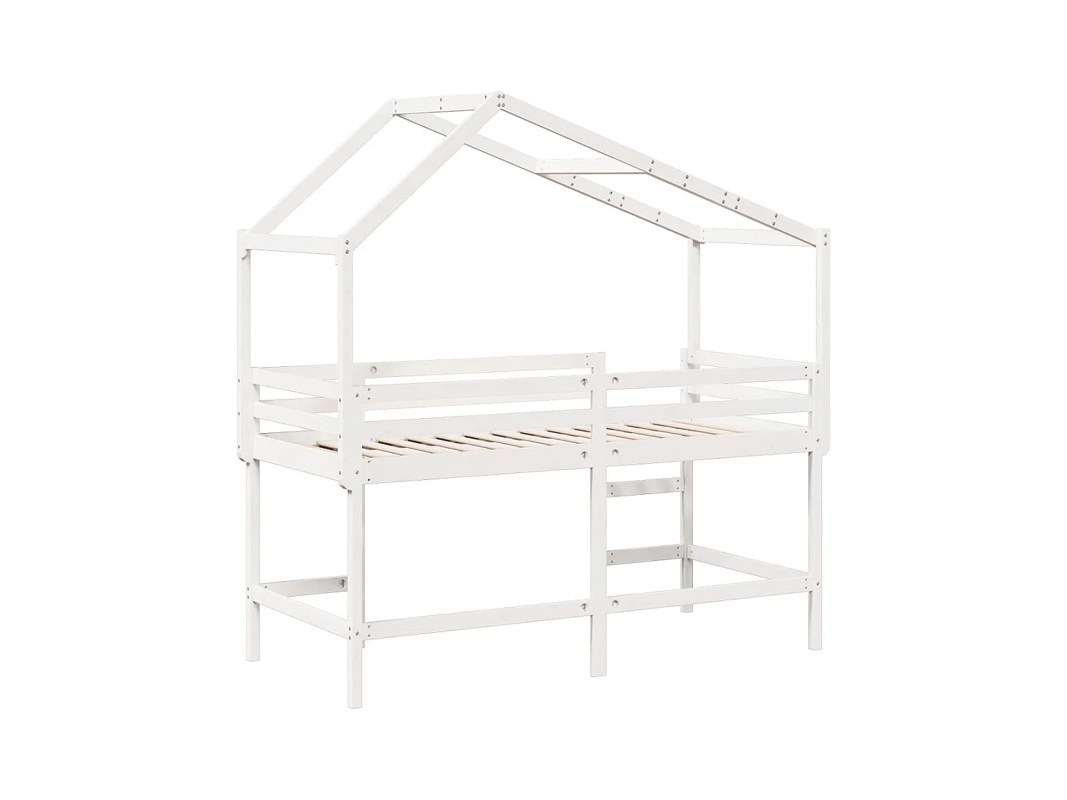 Stapelbed met ladder en dak zonder matras wit 90x190 cm