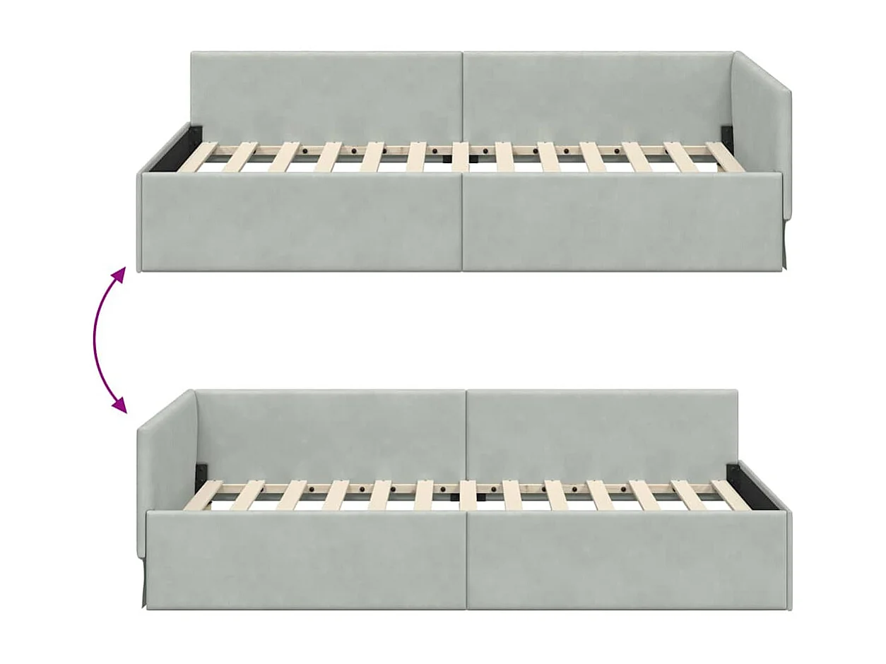 Hoekbedframe Overig Lichtgrijs 90 x 200 cm