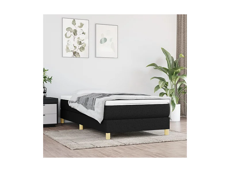 Sommier à lattes de lit et matelas Noir 80x200 cm Tissu