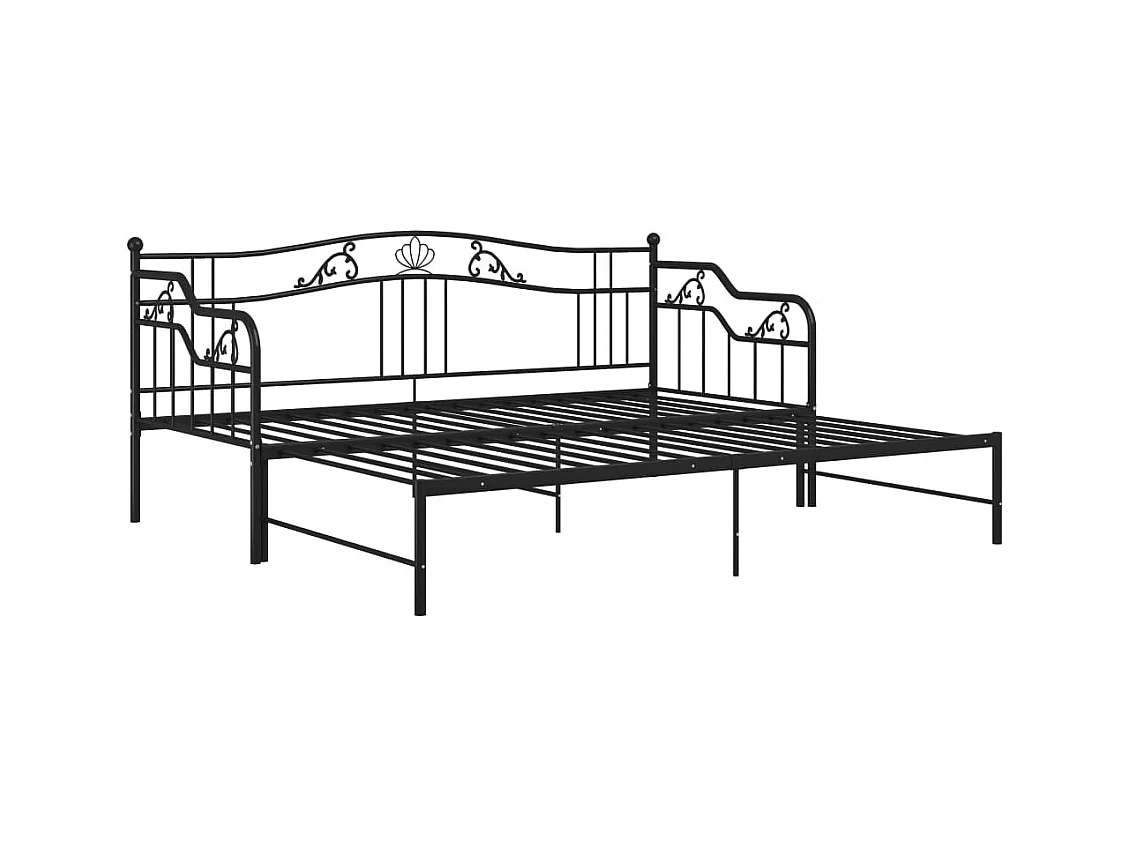 Cadre de canapé-lit extensible sans matelas Noir Métal 90x200cm
