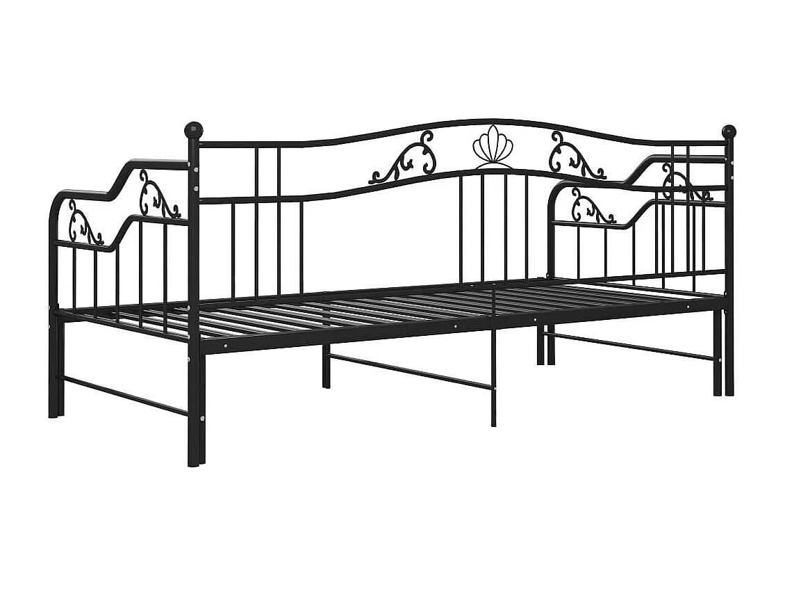 Cadre de canapé-lit extensible sans matelas Noir Métal 90x200cm