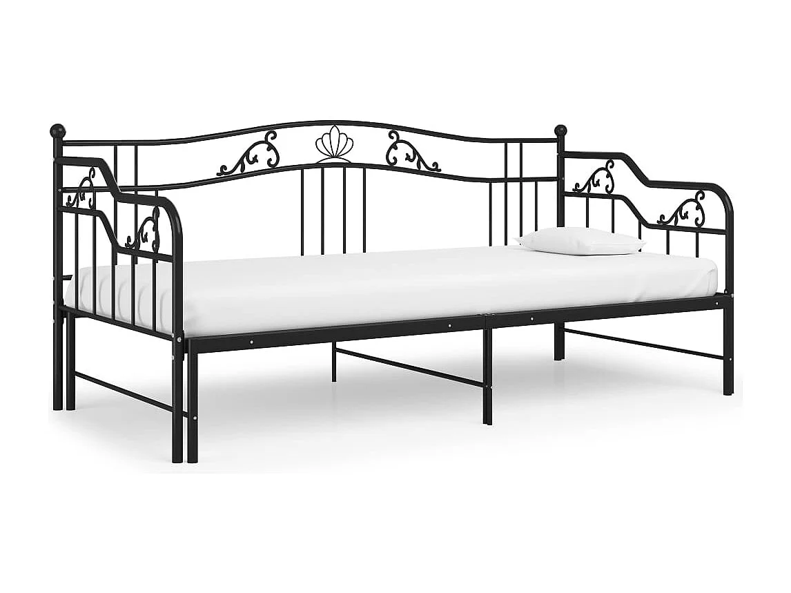 Estructura de sofá cama extensible sin colchón de metal negro 90x200cm