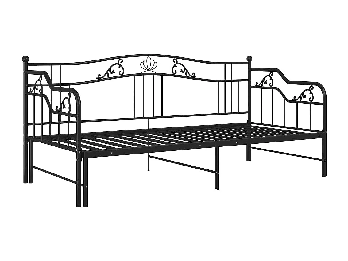 Estructura de sofá cama extensible sin colchón de metal negro 90x200cm