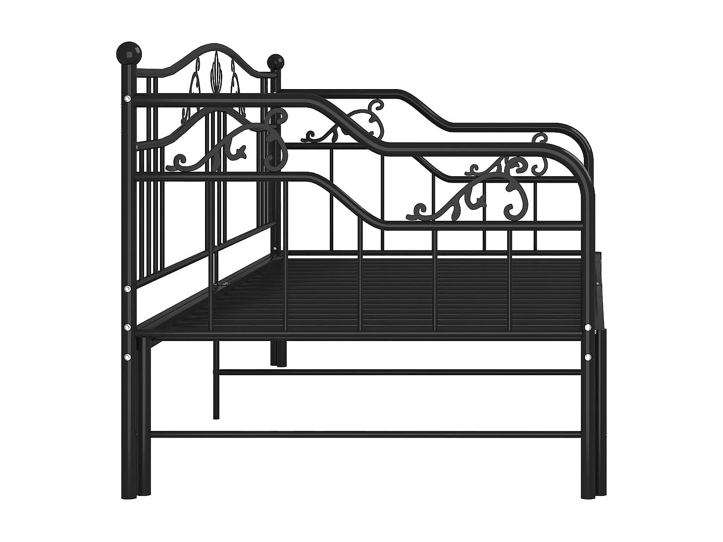Estructura de sofá cama extensible sin colchón de metal negro 90x200cm
