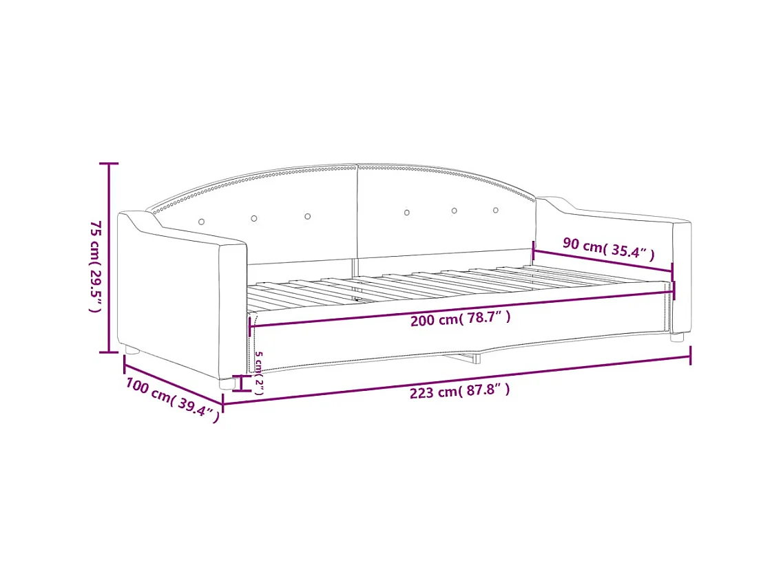 Lit de repos sans matelas taupe 90x200 cm tissu