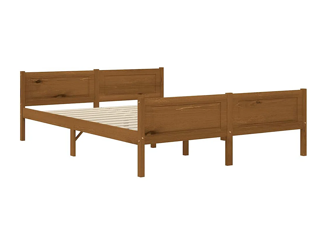Cadre de lit sans matelas pin massif marron miel 160x200 cm