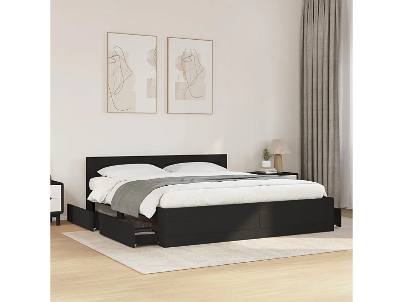 Bedframe met hoofdbord zonder matras zwart 180x200 cm