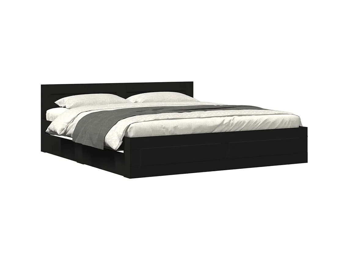 Bedframe met hoofdbord zonder matras zwart 180x200 cm