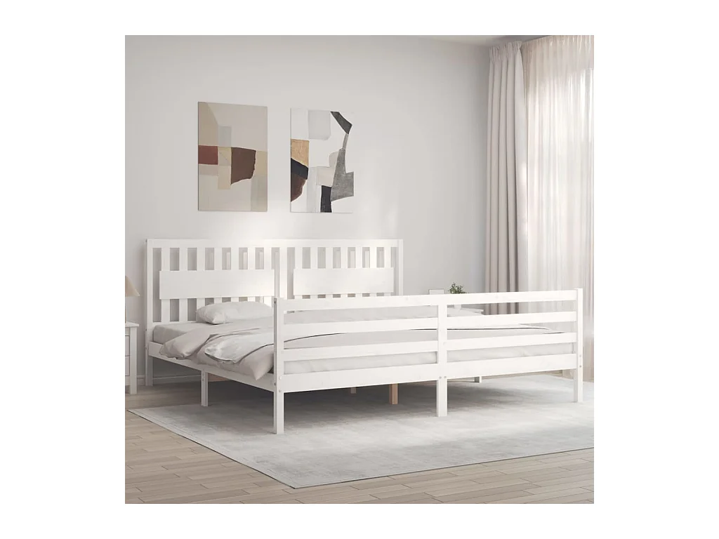 Struttura letto senza materasso bianco 200x200 cm in legno massello