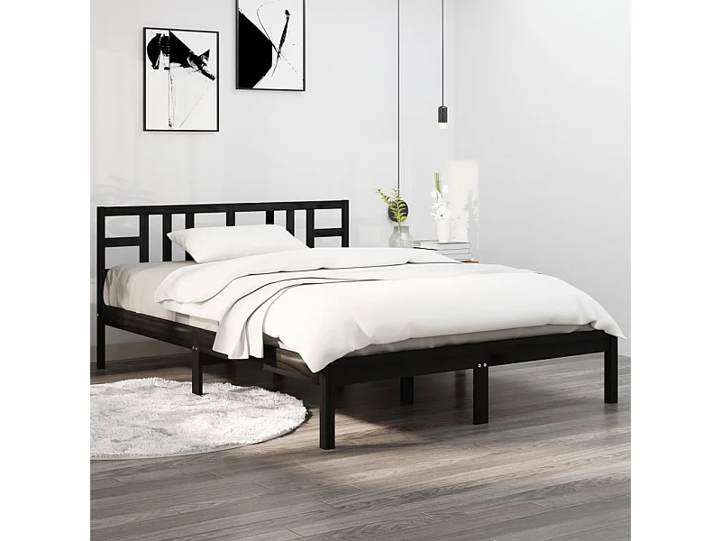 Bedframe zonder matras zwart 200x200 cm massief hout