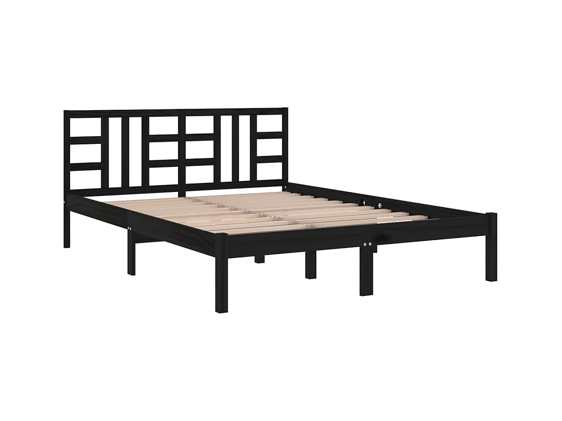 Bedframe zonder matras zwart 200x200 cm massief hout
