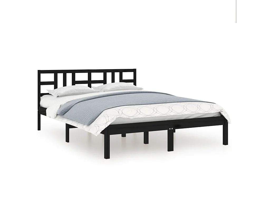 Cadre de lit sans matelas noir 200x200 cm bois massif