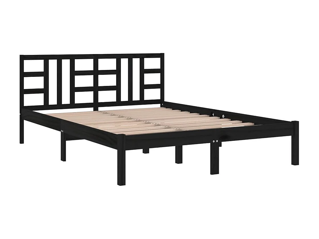 Cadre de lit sans matelas noir 200x200 cm bois massif