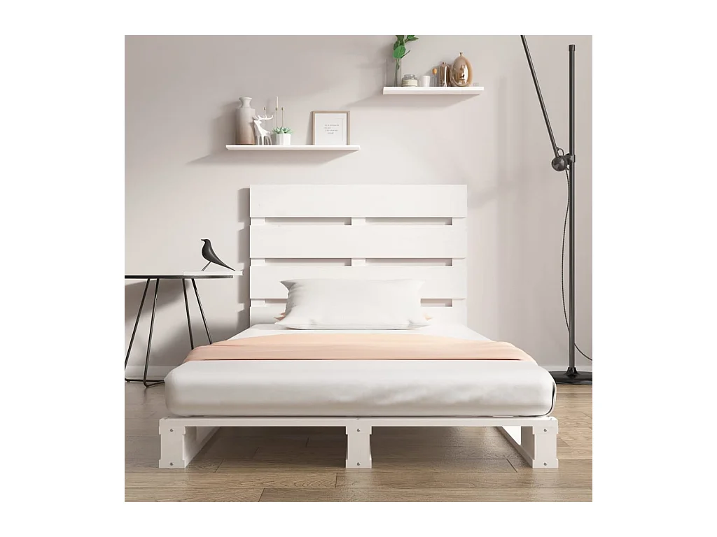 Struttura letto senza materasso bianco 75x190 cm in legno massello di pino