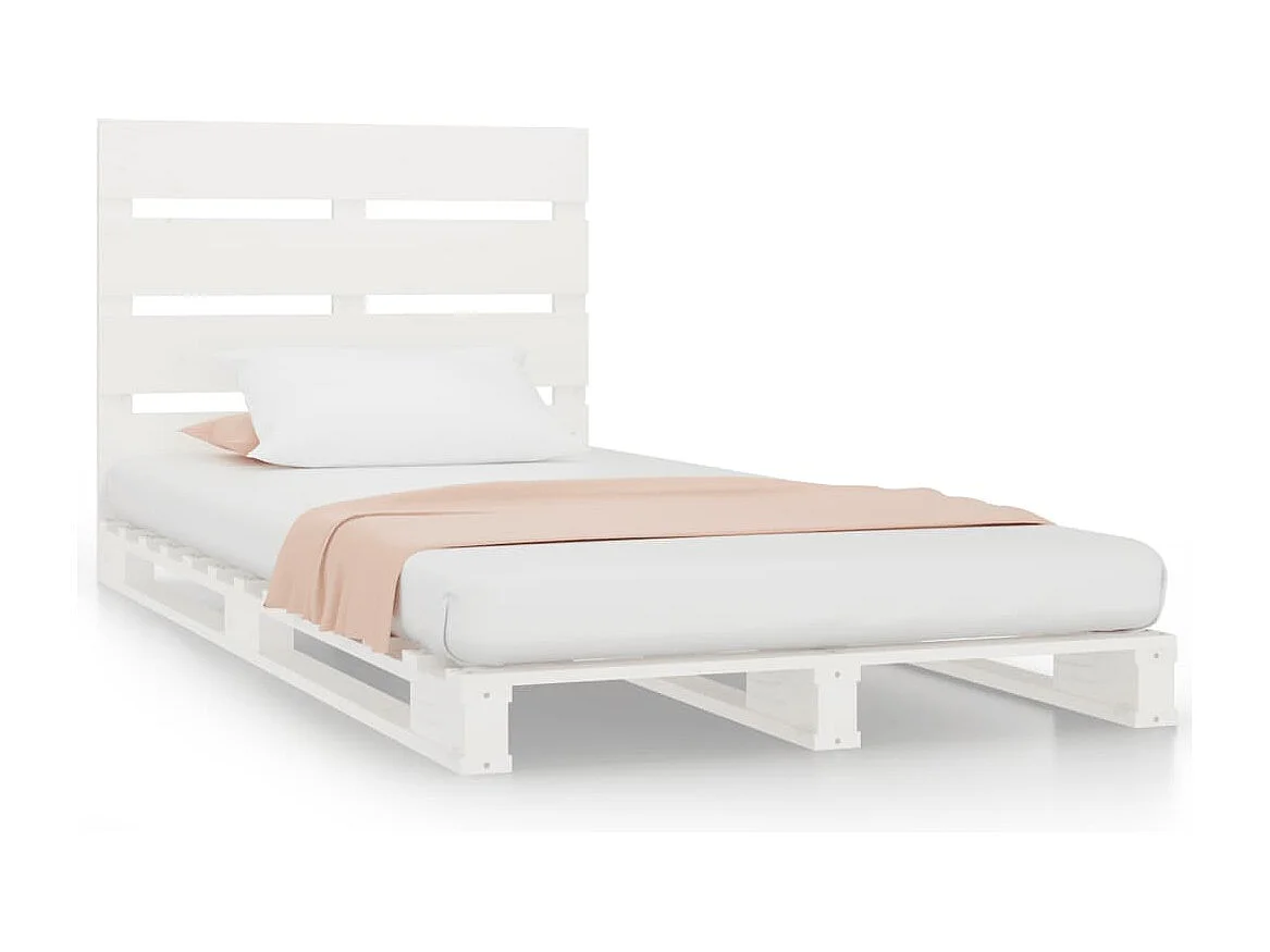 Cadre de lit sans matelas blanc 75x190 cm bois de pin massif