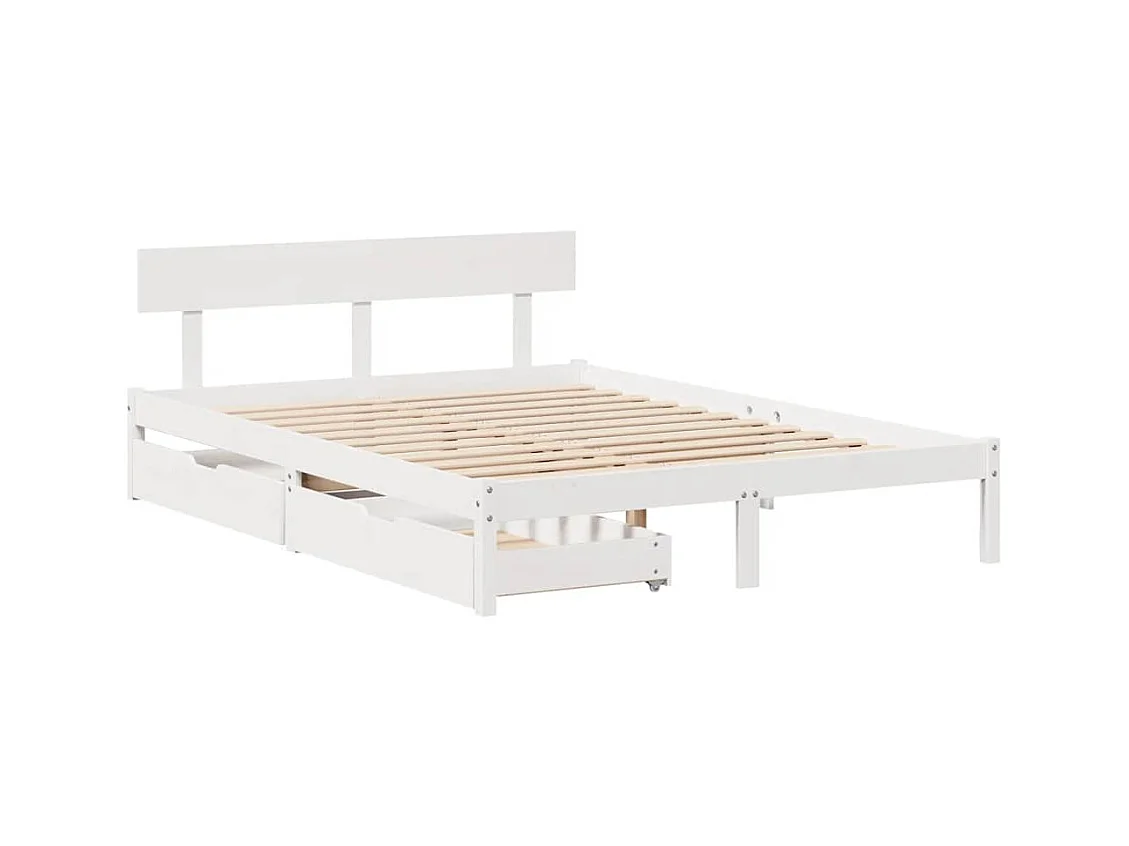 Cadre de lit sans matelas blanc 140x190 cm bois de pin massif