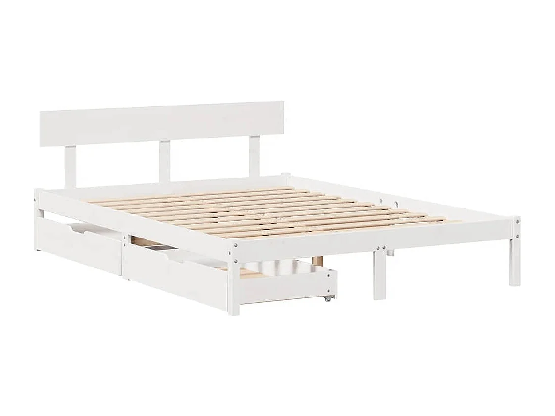 Struttura letto senza materasso bianco 140x190 cm in legno massello di pino