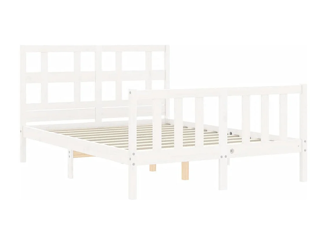 Estructura de cama sin colchón blanca 120x200 cm madera maciza de pino